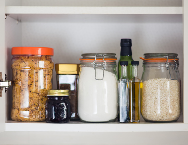Clear storage jars show what you have at a glance